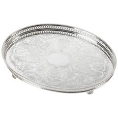 silver footed tray Vintage Oval English Silver Plate Footed Tray