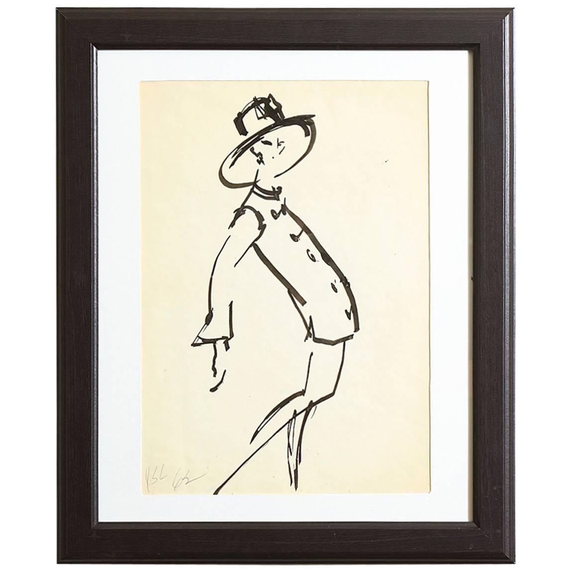 Rare Joe Eula 1962 YSL Fashion Illustration