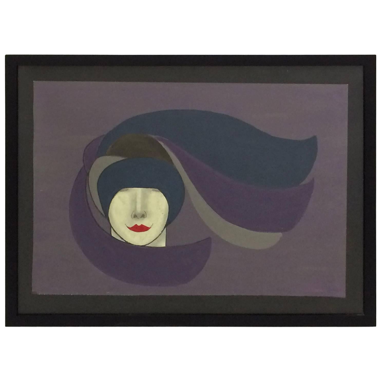 Enigmatic Portrait of Woman in Purple by Jerry Williamson