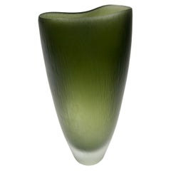 Ficus A Murano Green Glass Vase
