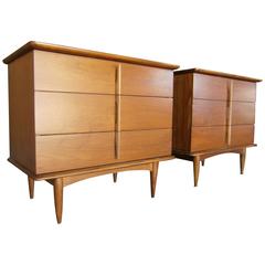 Striking Pair of Mid Century Mahogany Bedside Chests  C. 1960s