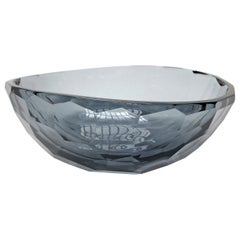 Venus Faceted Murano Grey Glass Bowl