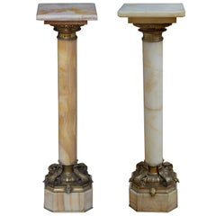 Two Superb Antique Marble Columns - Onyx Pedestals
