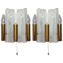 Pair of Opal Foam Glass Sconces Designed J. T. Kalmar Vienna, 1950 4