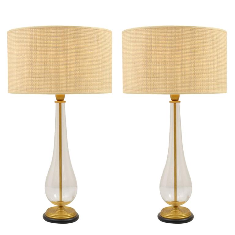 Pair Of 1940s 1950s Murano Venice N Glass With Gold Leaf Inside Pair Of 1940s 1950s Murano Venice N Glass With Gold Leaf Inside Table Lamps