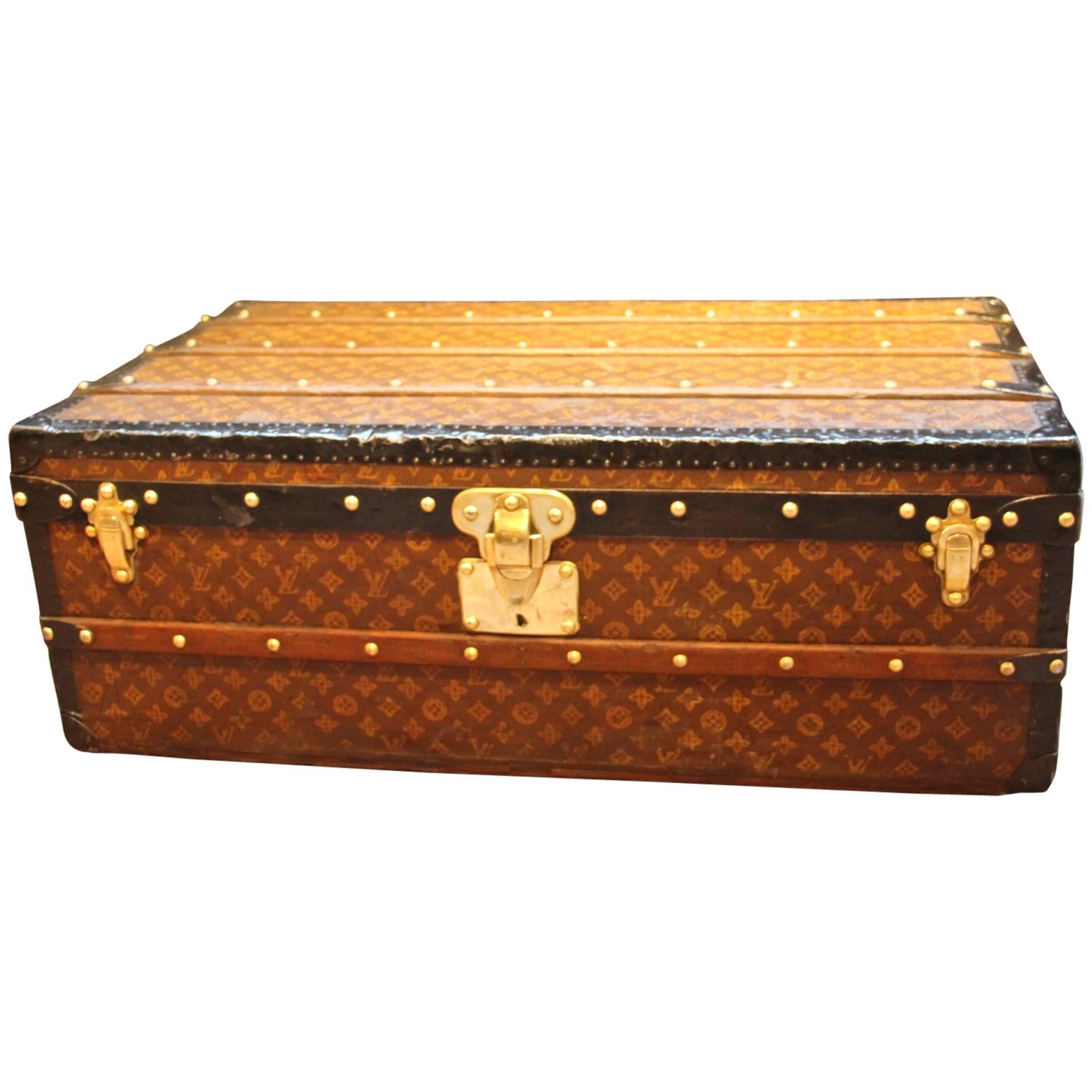 1920s Louis Vuitton Stenciled Monogramm Canvas Steamer Trunk