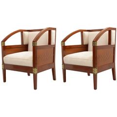 Antique Elegant Pair of 1905 Jugendstil Italian Armchairs by Spicciani, Lucca-Italy