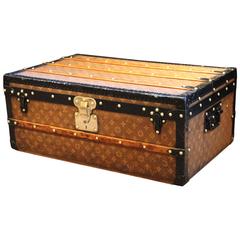 Small 1890s Louis Vuitton Wooven Canvas Toile Tissée Steamer Trunk 6