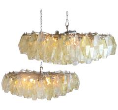 Pair of Ceiling Lights, Model “Poliedri, ” Designed by Carlo Scarpa, Venini