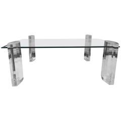 Modern Karl Springer Style Rectangular Coffee or Cocktail Table with Lucite Base