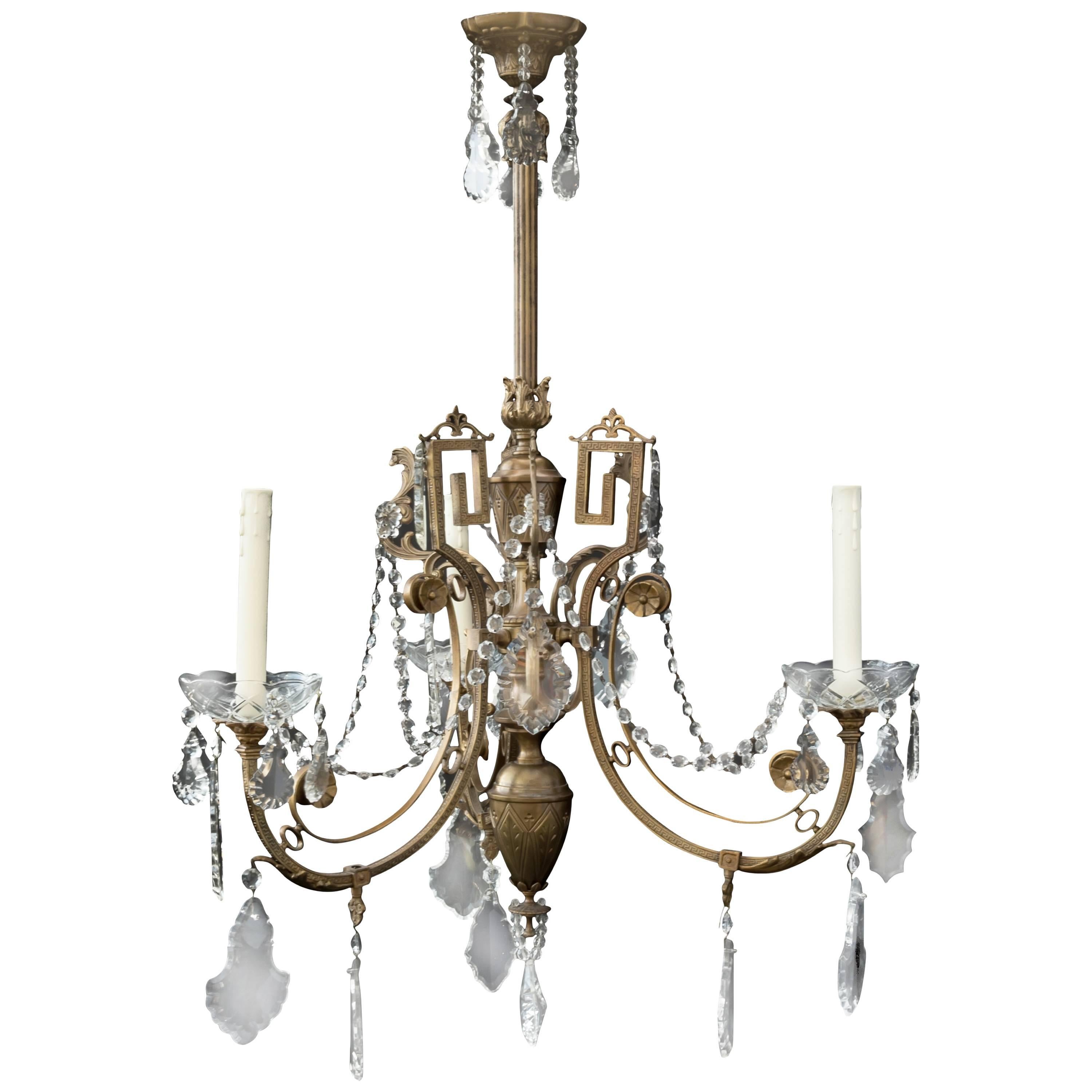 19th Century Neoclassic Elegant Gas Chandelier from Paris, circa 1860 For Sale