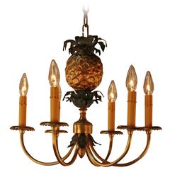 French Bronze Pineapple Chandelier by Maison Charles