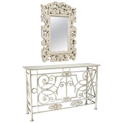 19th Century "Juliet Balcony" Marble-Topped Console with Mirror 12
