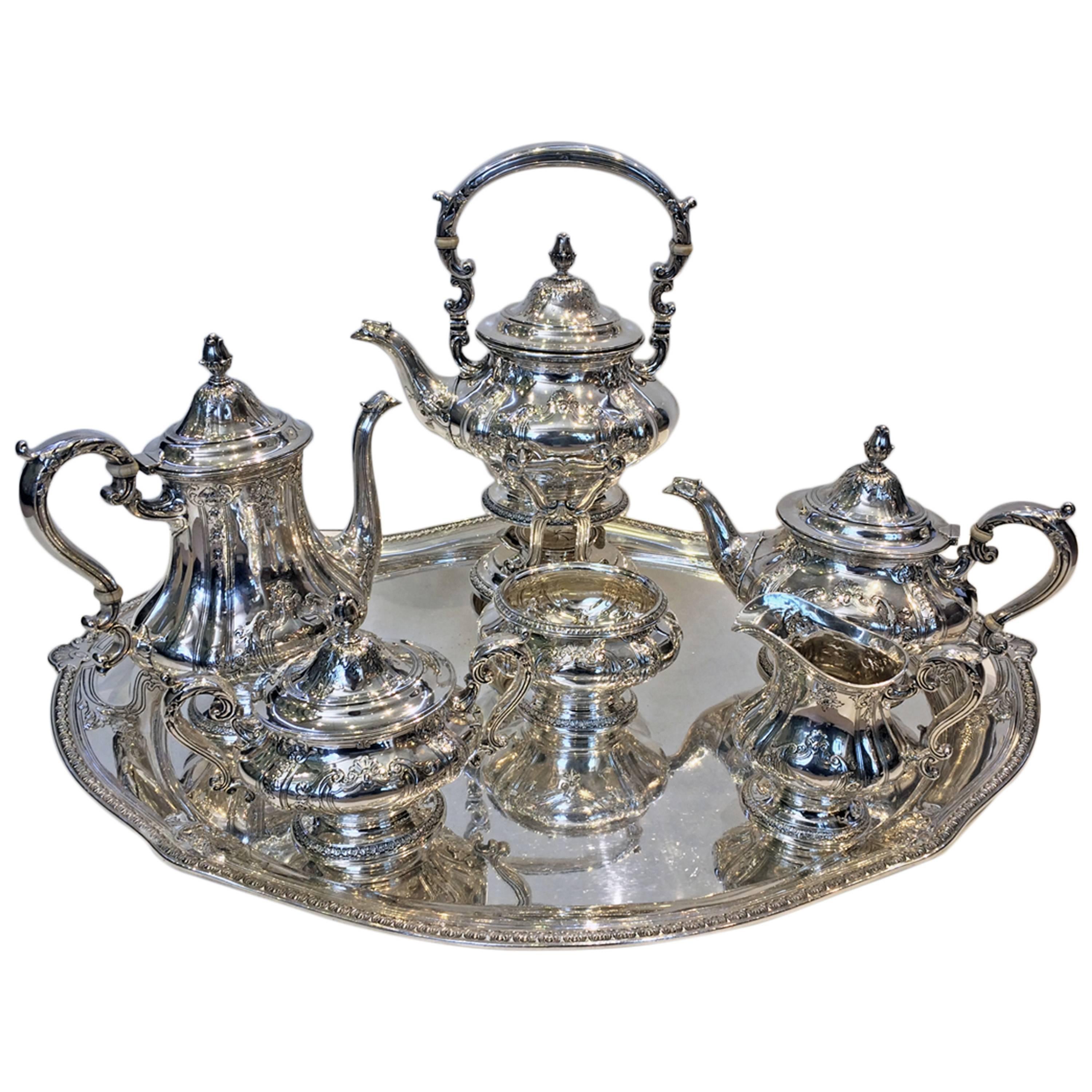 Seven-Piece Gorham Sterling Silver Tea and Coffee Service and Tray, 1926