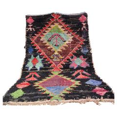 Vintage Boucherouite Moroccan Flat-weave Rug