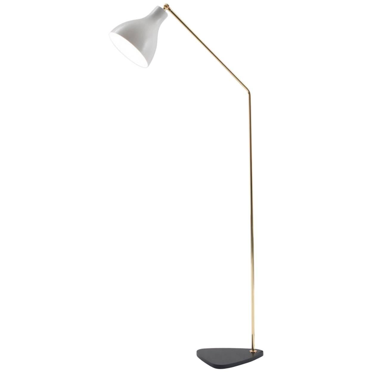 White Lady V Brass Floor Lamp by Lorenza Bozzoli For Sale