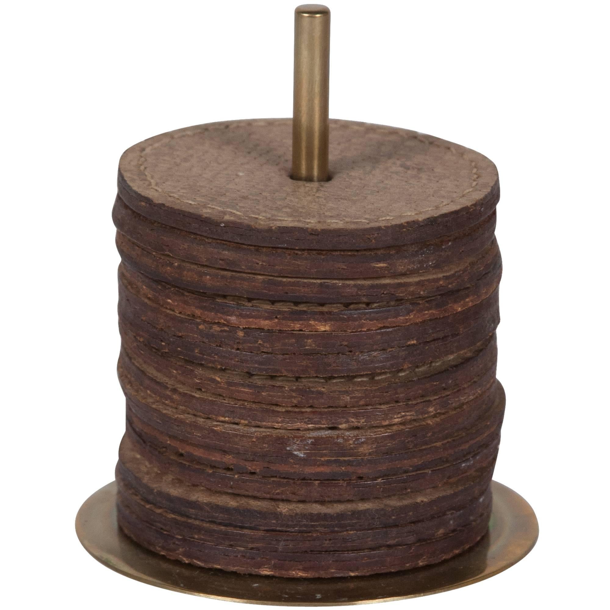 Stackable Leather Coaster Set by Carl Auböck