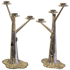 Very Refined Pair of Candleholders by Arrigo Finzi Very Refined Pair of Candleholders by Arrigo Finzi
