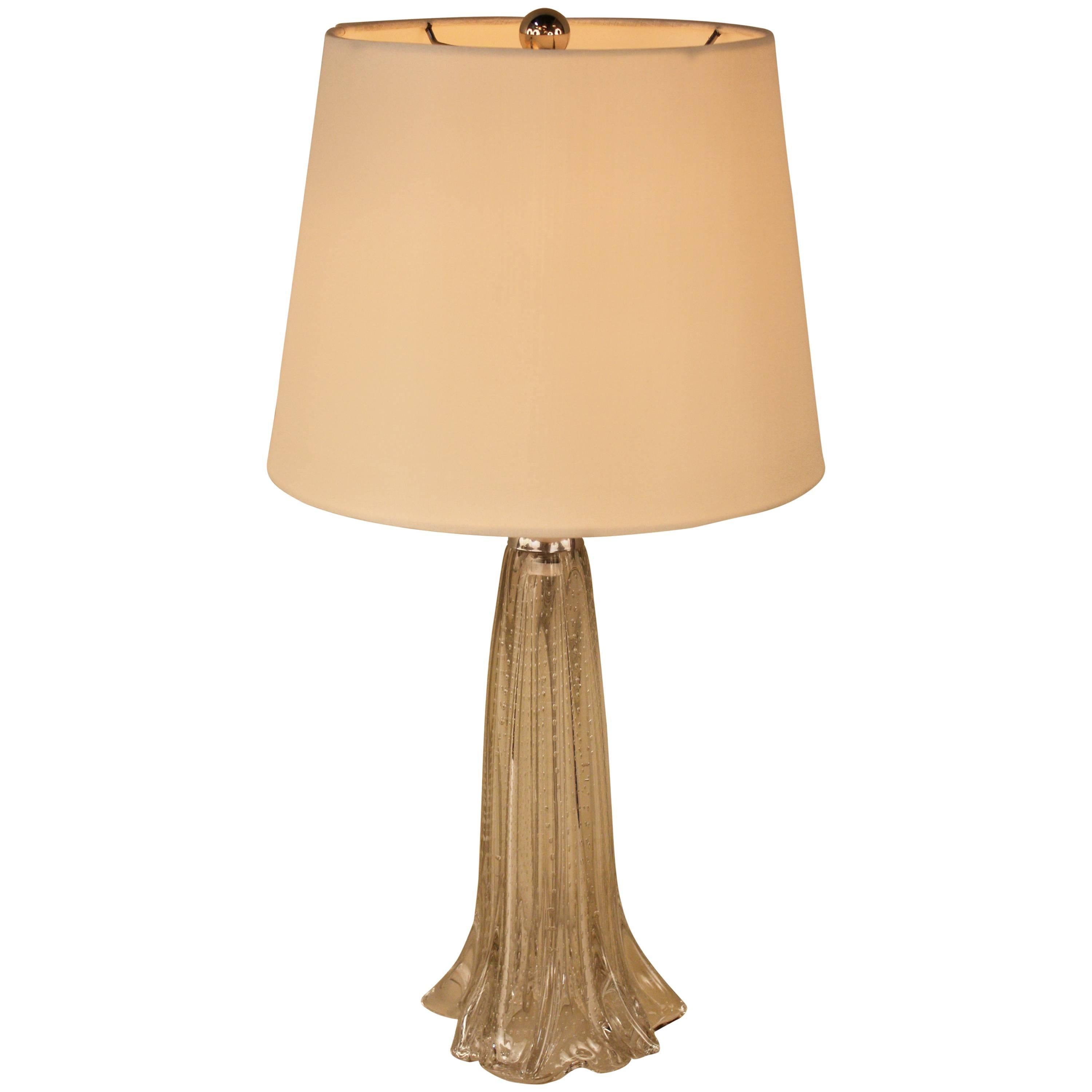 French Mid-Century Blown Glass Table Lamp