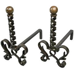 Pair of Andirons by Raymond Subes, France, circa 1940 9