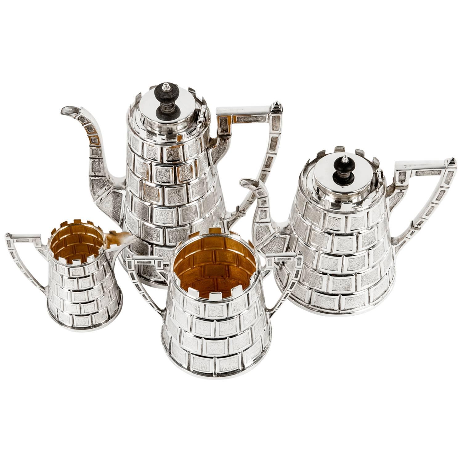 Antique English Four-Piece Tea and Coffee Set, with Registry Mark for 1877