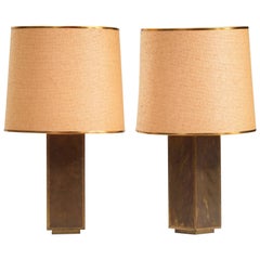 Pair of Large brass 1970's Table Lamps by Rodolfo Dubarry