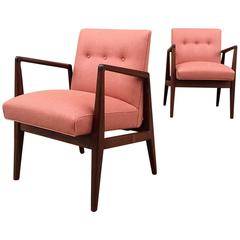 Pair of Upholstered Walnut Armchairs by Jens Risom 12
