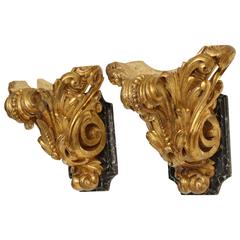 Pair of Giltwood Wall Appliques