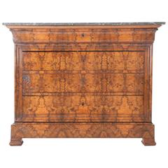 French 19th Century Louis Philippe Burl Commode with Marble Top