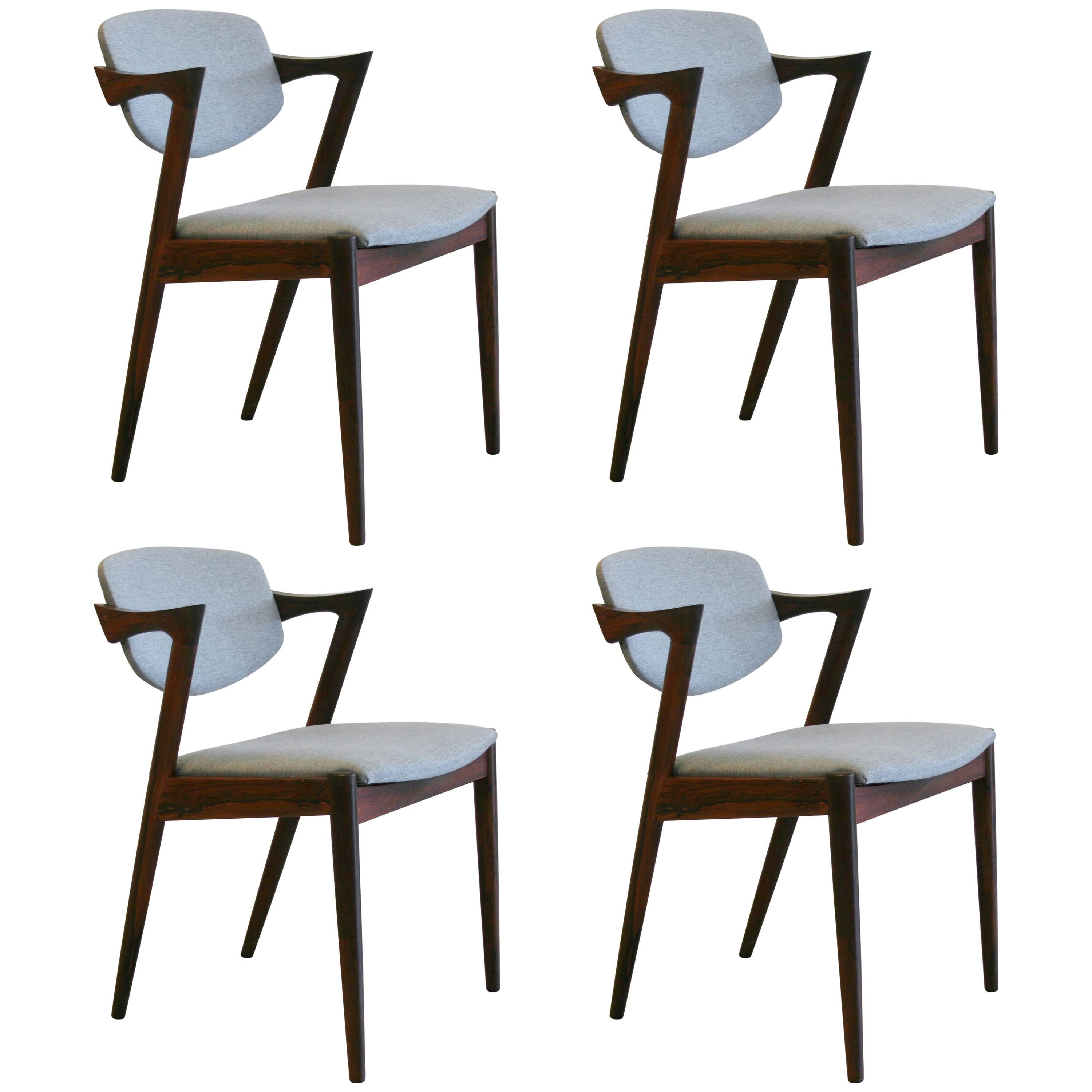 Vintage Rosewood Model 42 Dining Chairs by Kai Kristiansen