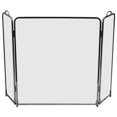 Glass and Chrome Folding Fireplace Screen