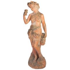 Red Terra Cotta Statue of Bacchus God of Wine in Two Parts 5