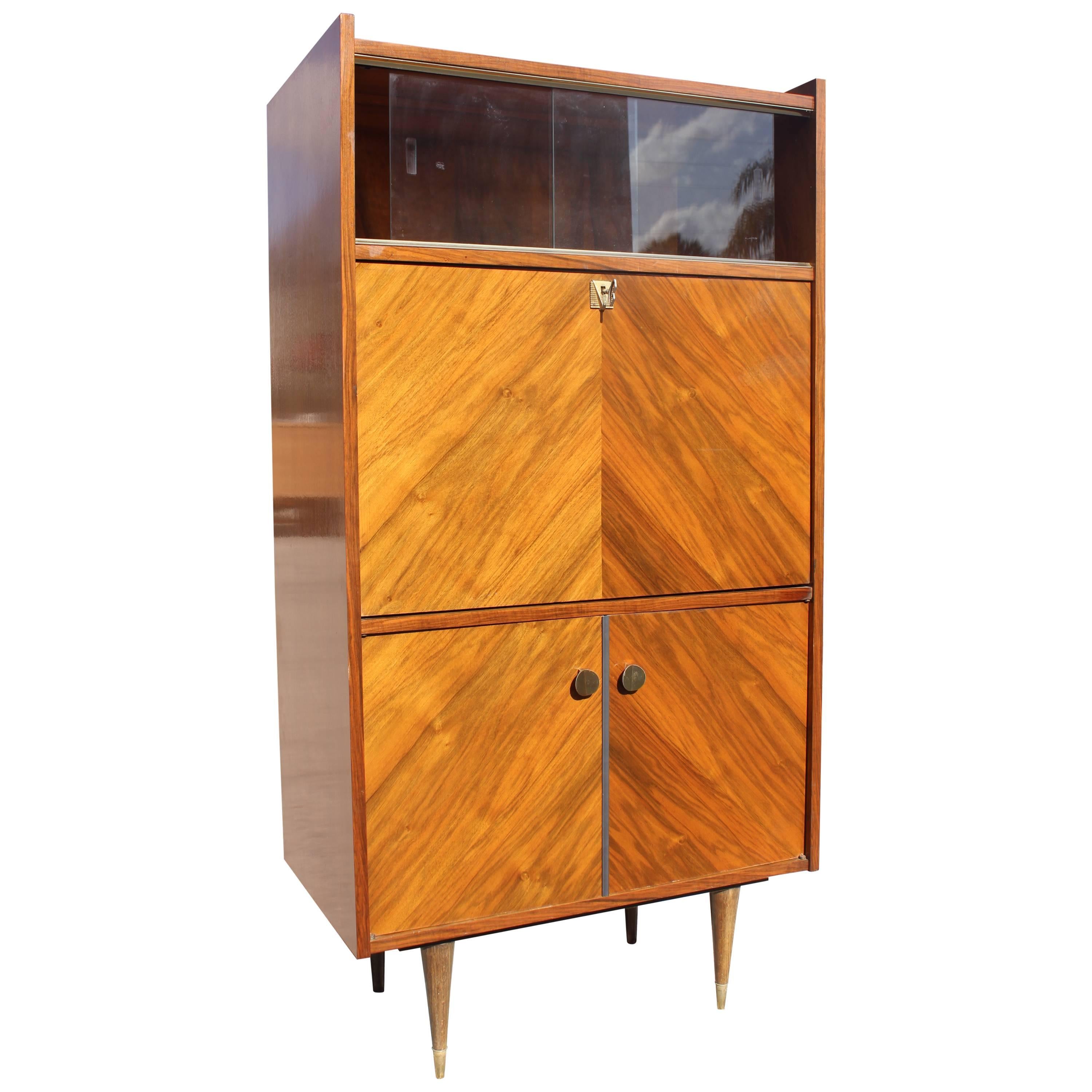 French Art Deco/Art Modern Exotic Walnut Secretary, circa 1940s