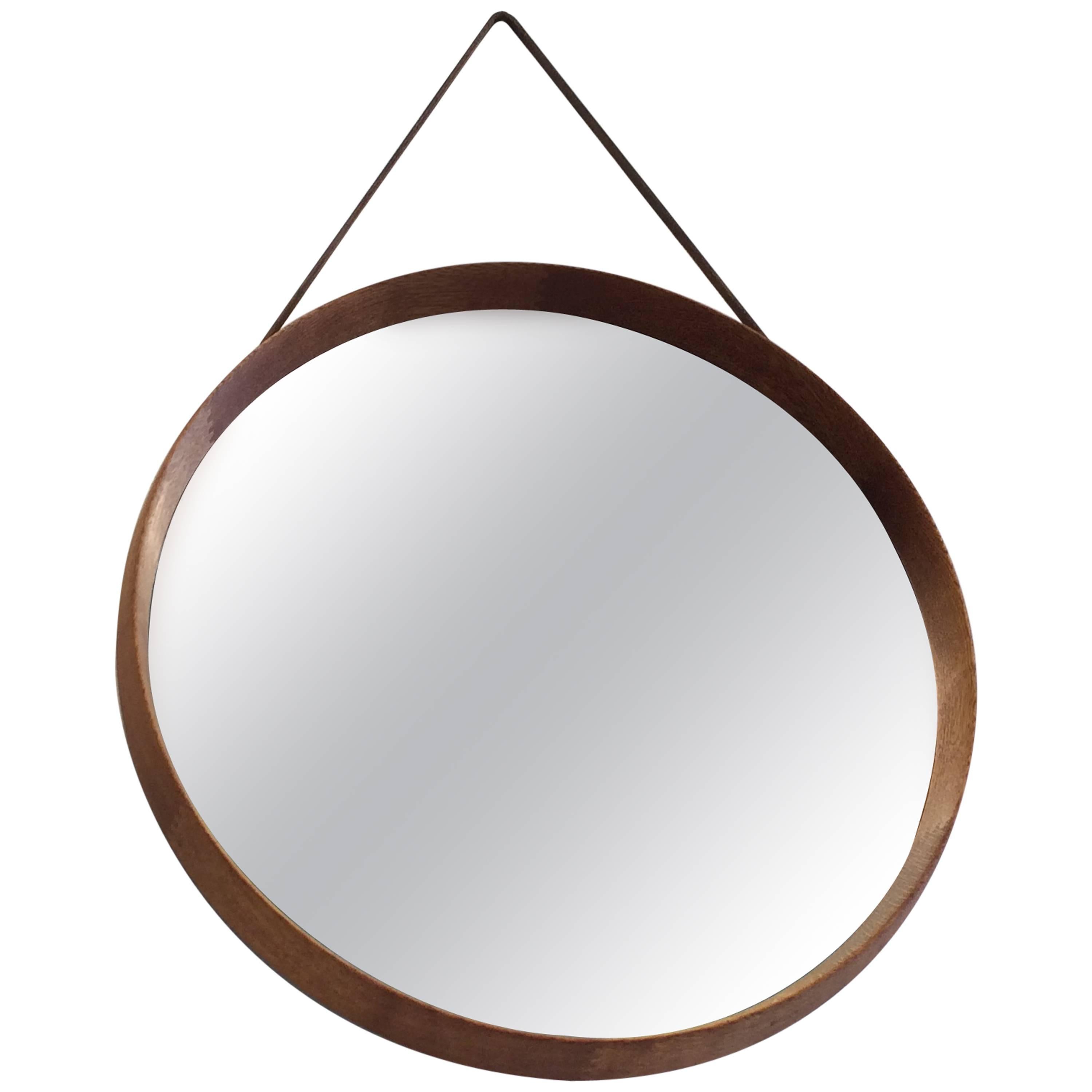 Uno & Osten Kristiansson Round Oak Mirror by Luxus