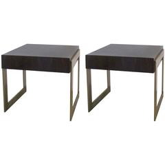 Pair of Italian One Drawer Gloss Macassar Ebony Bedside Tables by Dom Edizioni
