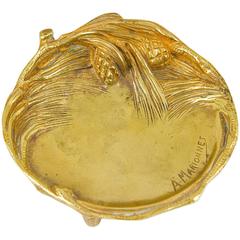 A. Marionnet French Art Nouveau Gilt Bronze Vide Poche