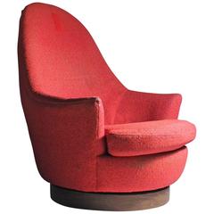 Vintage MIlo Baughman Barrel Back Swivel Lounge Club Chair