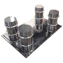Chrome and Lucite Vintage Monumental Pilar Column Coffee Cocktail Table 4