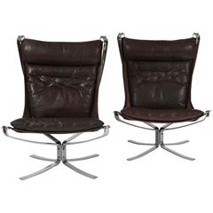 Pair of Chrome High Back Falcon Chairs