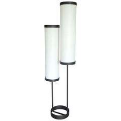 Large Ben Seibel Double Cylinder Architecturally Themed Wrought Iron Floor Lamp 10