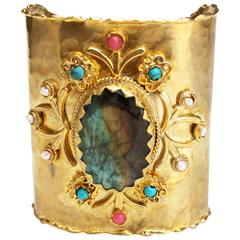 Unique Gold-Plated Cuff with Labradorite