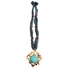 Unique Gold Pendant with Turquoise from Afghanistan
