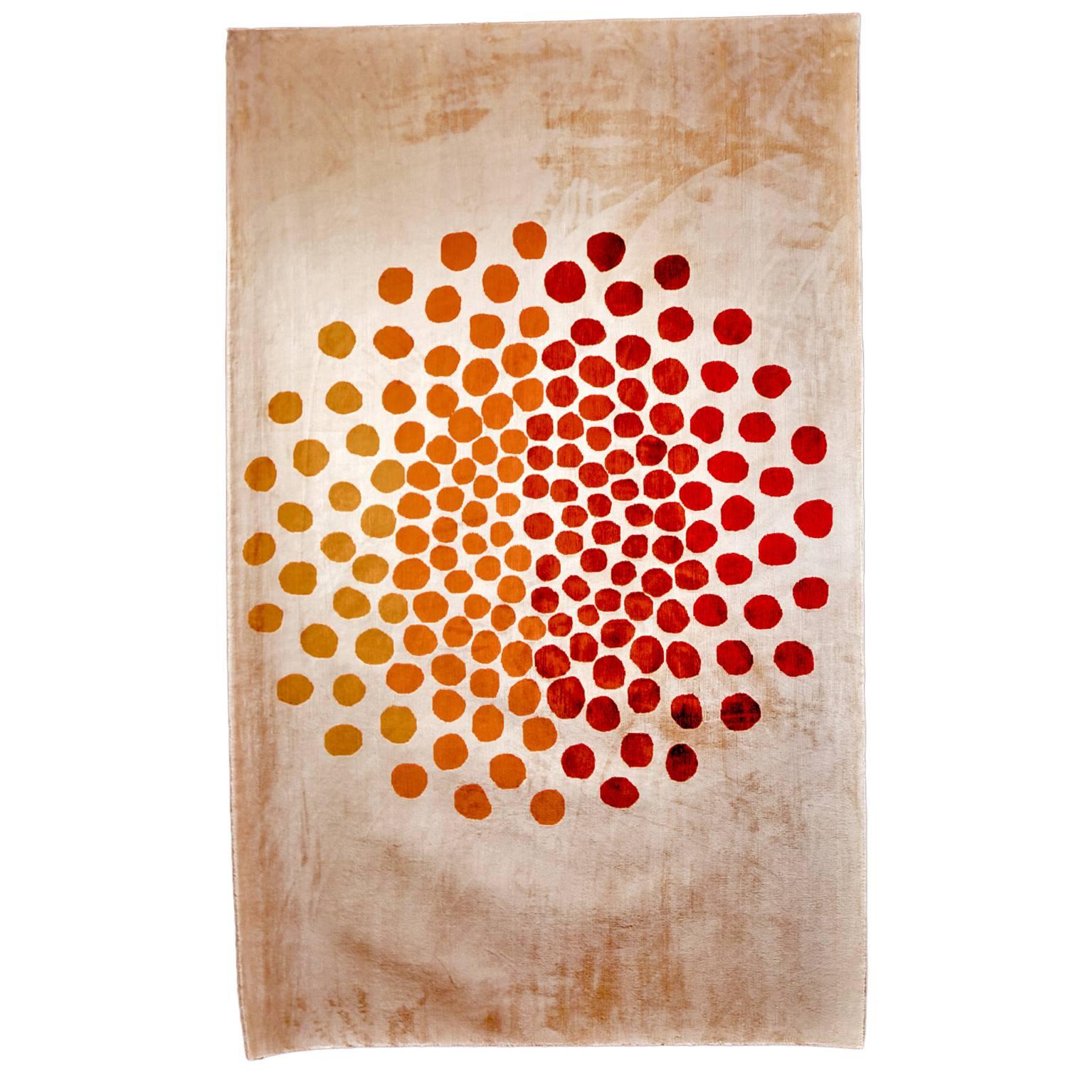 Pure Silk Rugs of Sabine De Gunzburg 'Red Dots' For Sale