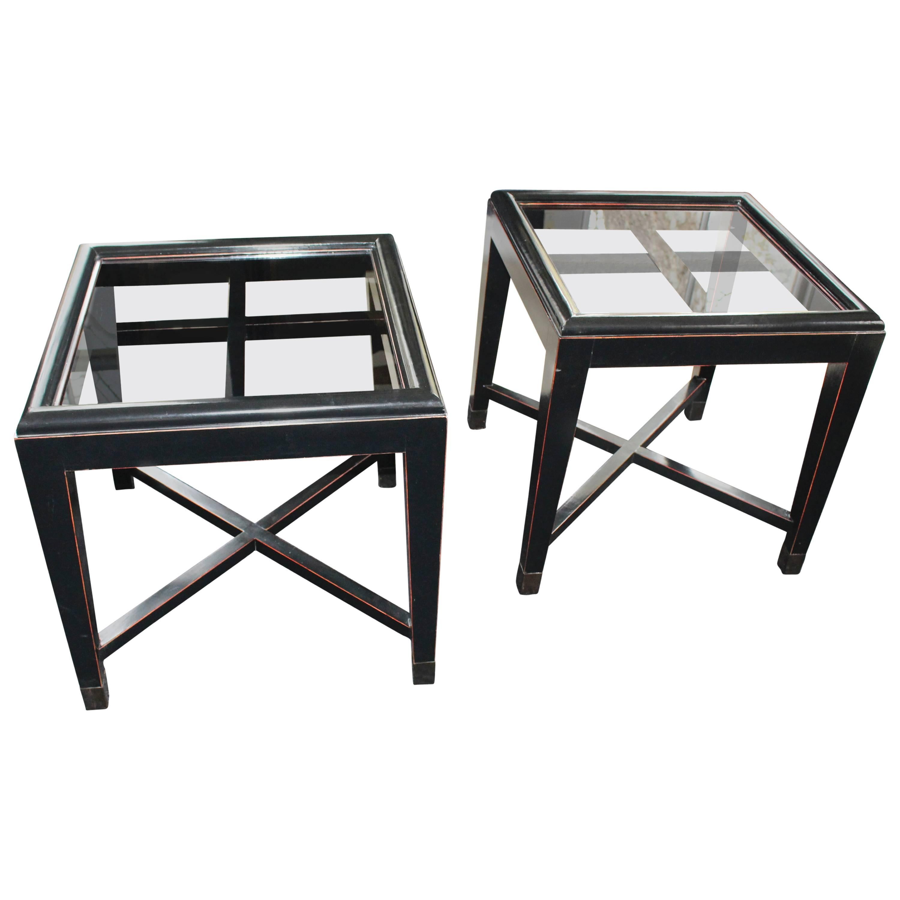 Pair of Vintage Ebonized Asian-Inspired Tables