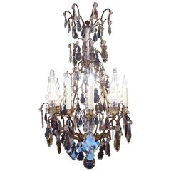 French Louis XV Style Gilded & Patinated Bronze and Baccarat Crystal Chandelier