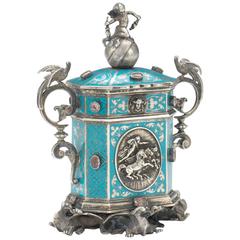 Rare French Silver Gem Set and Enamel Match Box Froment-Meurice circa 1848 Paris