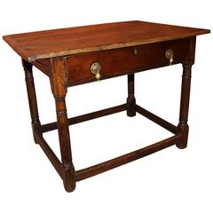 18th Century English Oak One-Drawer Tavern Table