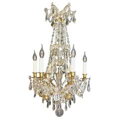 French Maison Baguès Louis XVI Style Gilded Bronze and Crystal Chandelier