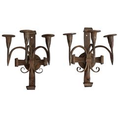 Pair of 1920s Spanish Revival Wall Candleholder
