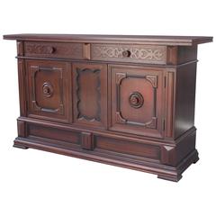 Antique 1920s Spanish Revival Walnut Sideboard